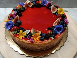 Cheesecake, vanilka, malina